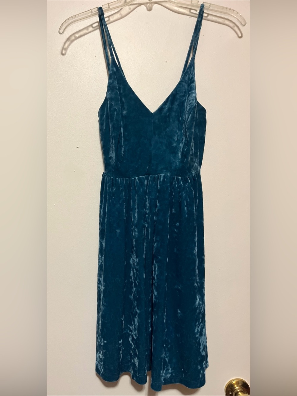 wild fable Teal Velvet Spaghetti Strap Midi Dress